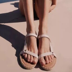 Madewell Hallie Espadrille Sandals Vachetta Leather Pale‎ Oyster 5 1/2